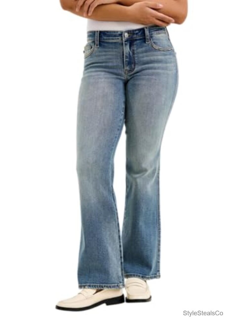 Low Rise Daisy Bootcut Jeans - Cotton Blend Stretch Denim